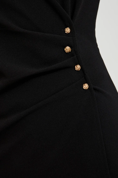 Koszulowa sukienka midi z ozdobymi guzikami czarna
