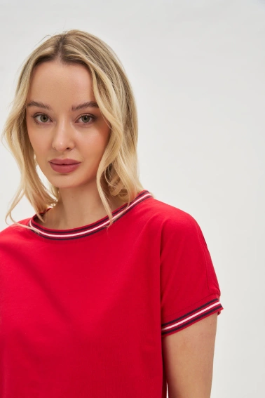 Bawełniana bluzka z krótkimi rękawami czerwona 