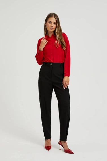 Wiskozowa koszula bez wzoru czerwona