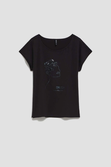 Bluzka z delikatnym printem czarna