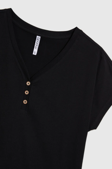 Bawełniana bluzka z guzikami czarna