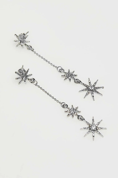 Ozdobne wiszące kolczyki w srebrnym kolorze