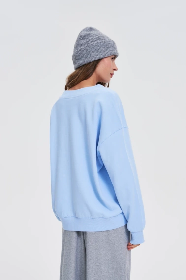 Bluza z dekoltem w serek błękitna