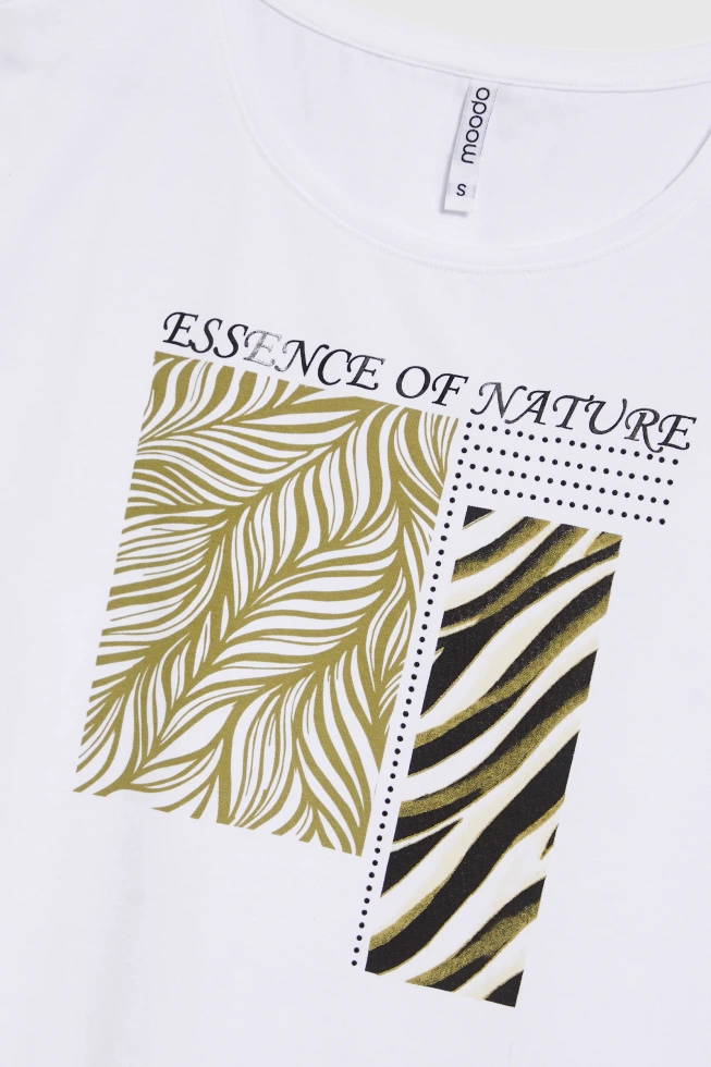 Bawełniana bluzka z nadrukiem biała