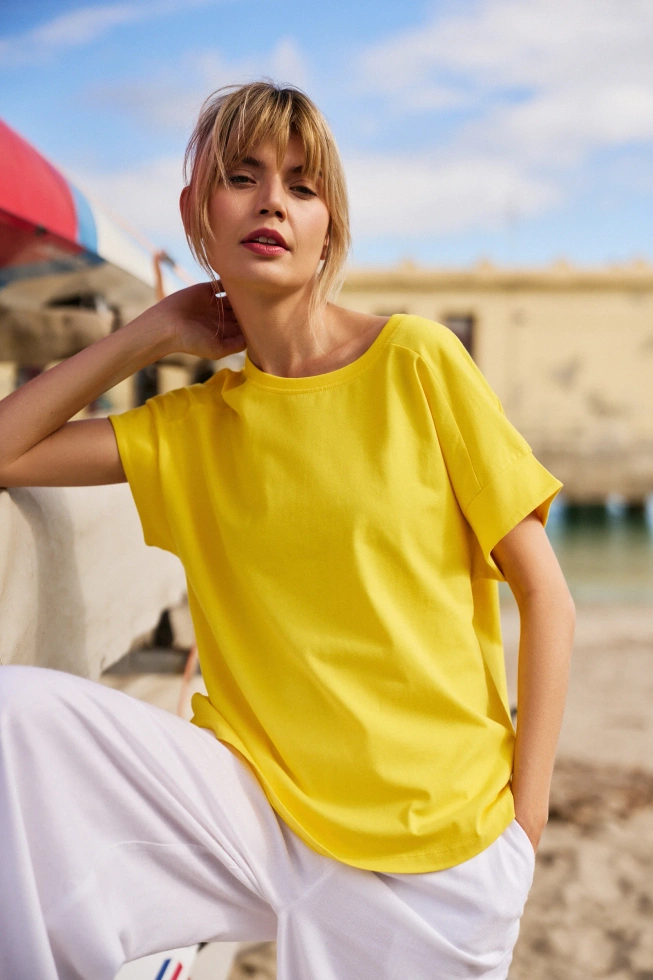 Bawełniany t-shirt żółty