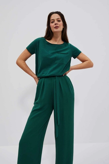 T-shirt oversize z kieszonką malahitowy