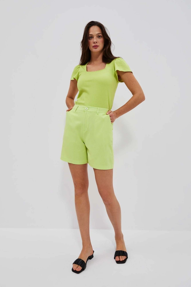 Bluzka z prążkowanej dzianiny neonowa