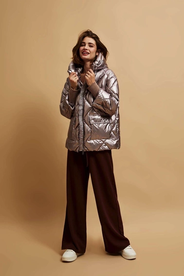 Metaliczna pikowana kurtka