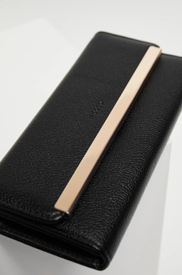 Gładki duży portfel czarny 