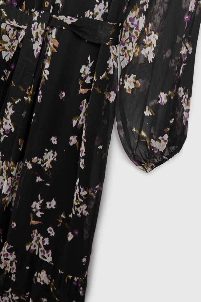 Sukienka midi z kwiatowym wzorem czarna