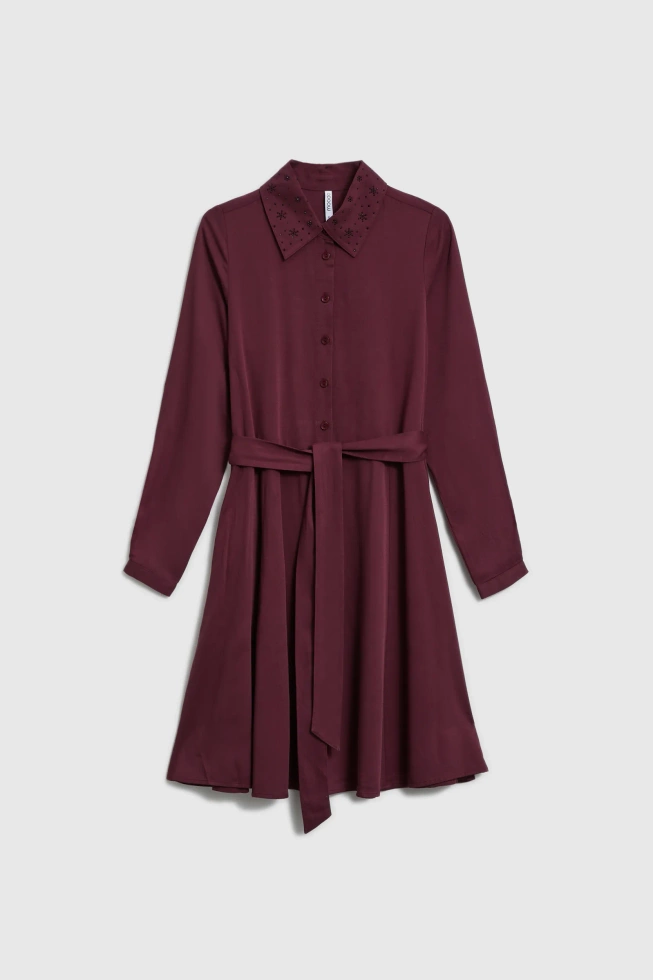 Koszulowa sukienka burgundowa