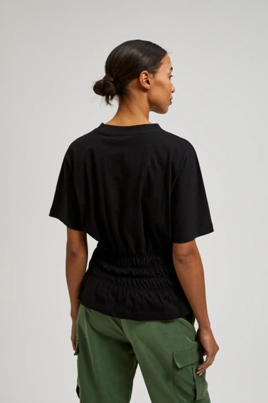 Bluzka z gumą w talii czarna