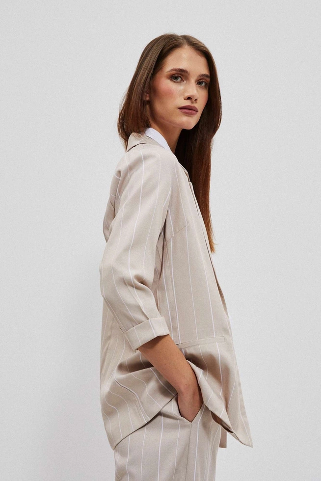 Marynarka w paski piaskowa