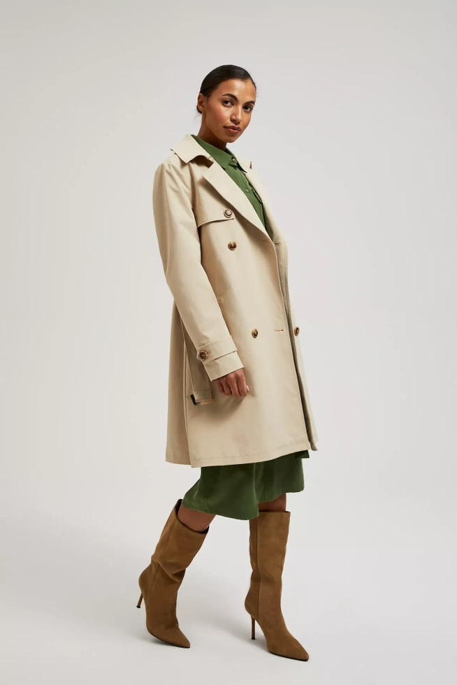 Trencz z paskiem beżowy