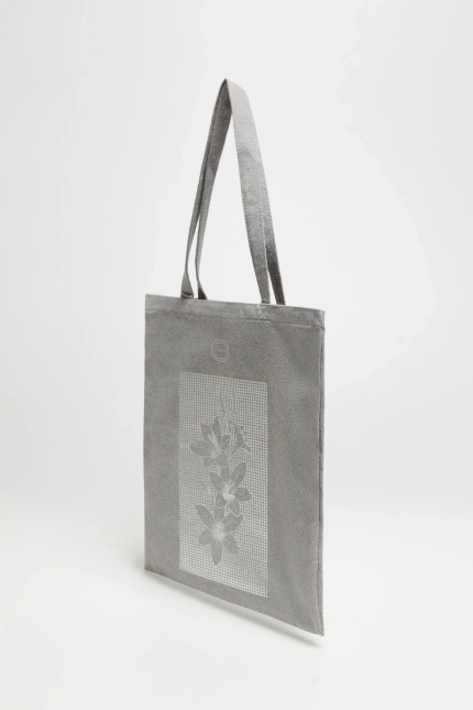 Torba shopper z nadrukiem szara