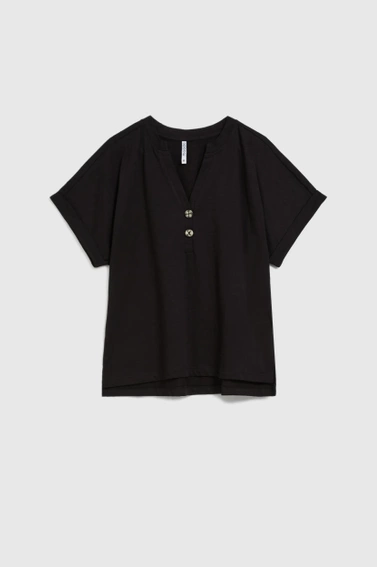 Bawełniana bluzka z guzikami czarna