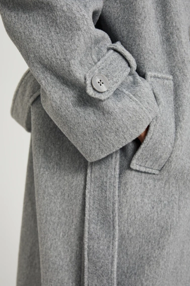 Płaszcz oversize z paskiem szary