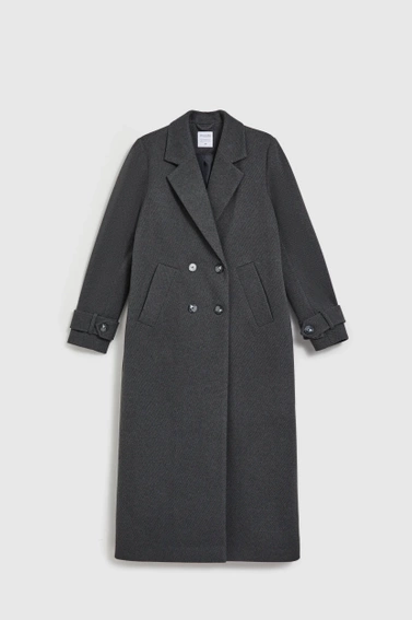 Elegancki długi płaszcz szary