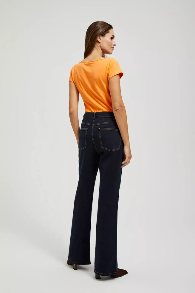 Jeansy bootcut z jasnymi przeszyciami granatowe