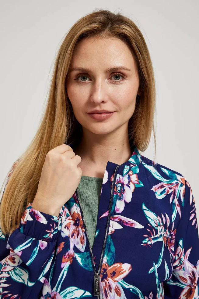 Bomberka z kwiatowym printem granatowa