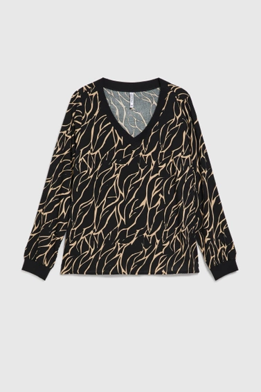 Wiskozowa koszula z dekoltem w serek czarna