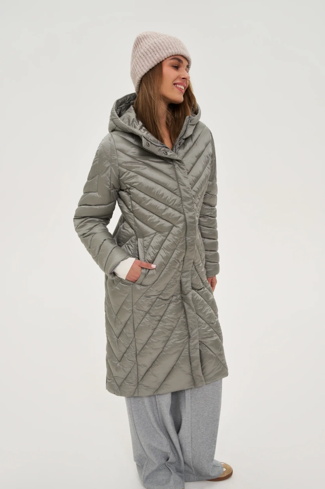 Długa kurtka oliwkowa