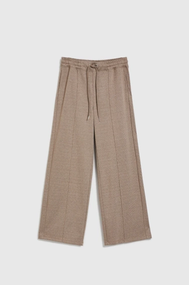Spodnie z szerokimi nogawkami w kant beżowe