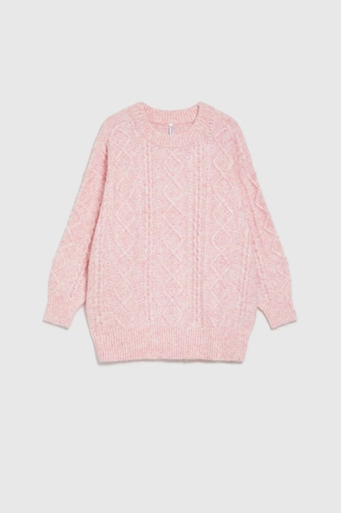 Sweter o luźnym fasonie różowy
