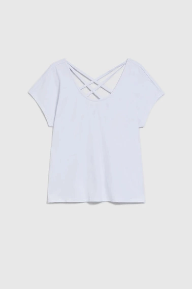 Bluzka z dekoltem plecach biała 