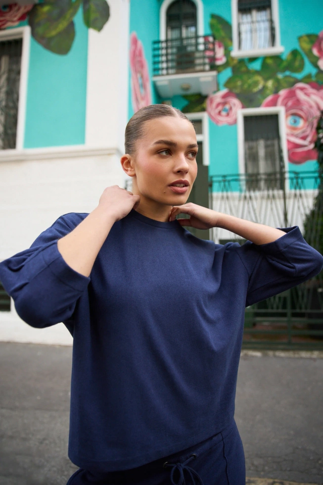 Bluza z krótkimi rękawami granatowa