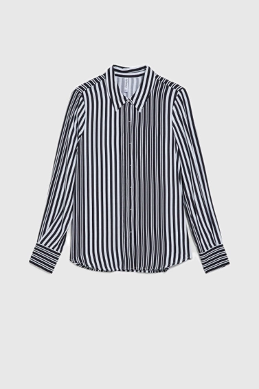 Koszula w paski z długimi rękawami czarna