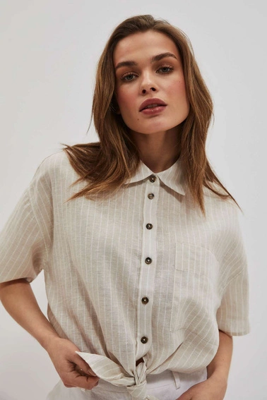 Lniana koszula z wiązaniem