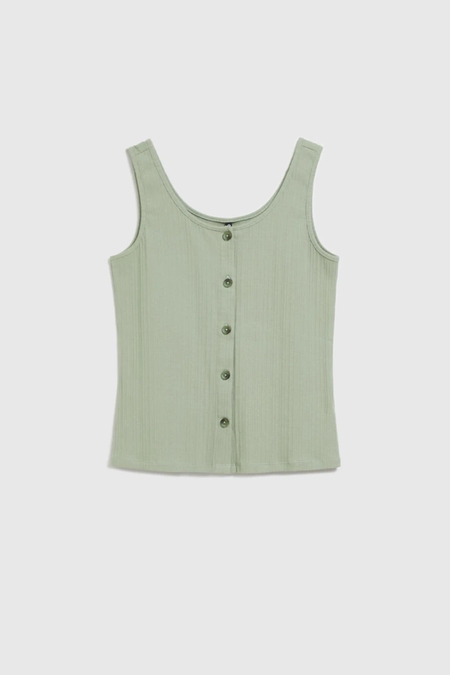 Top z guzikami oliwkowy