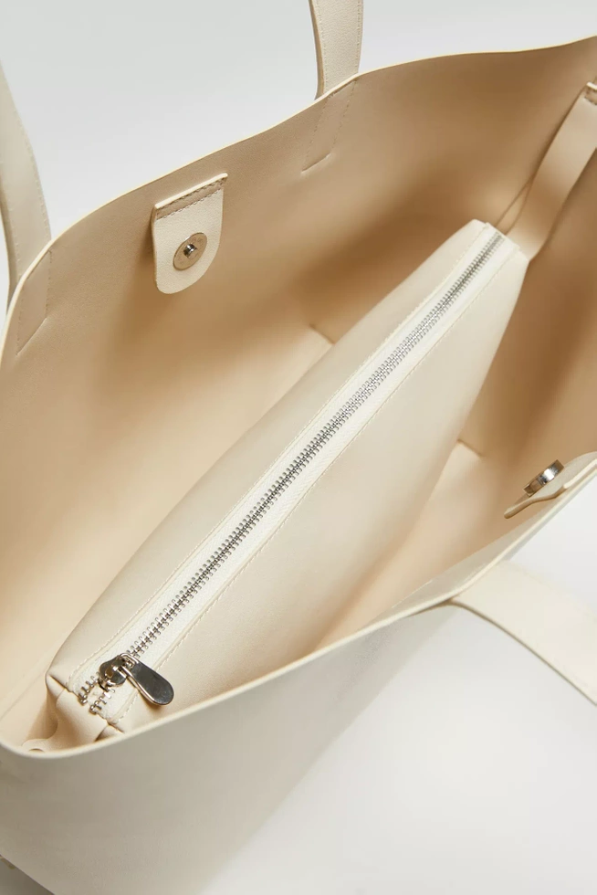 Torba shopper na długich paskach beżowa