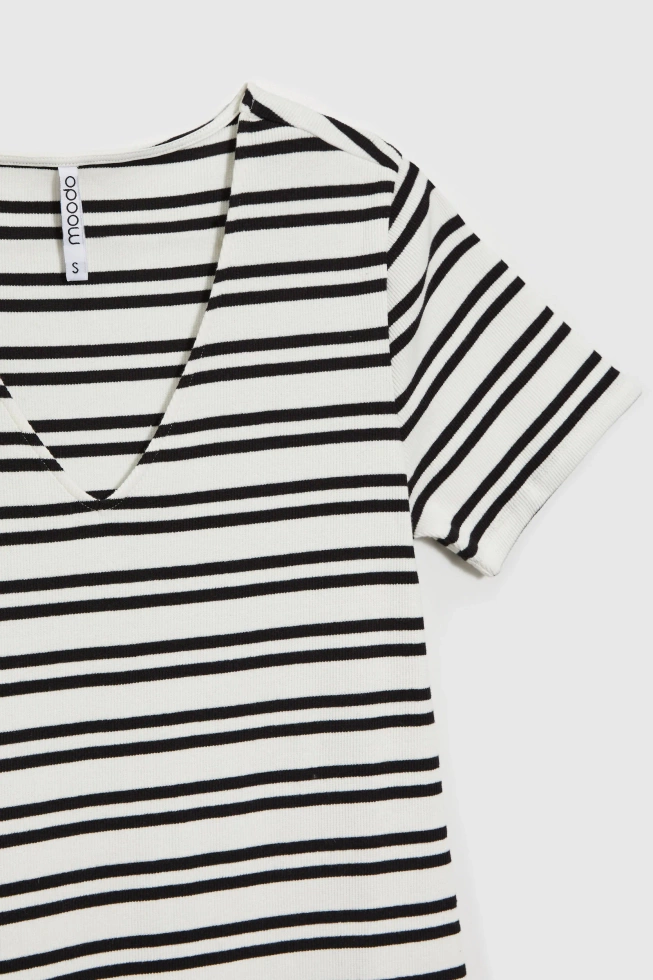 Bawełniana sukienka w paski ecru