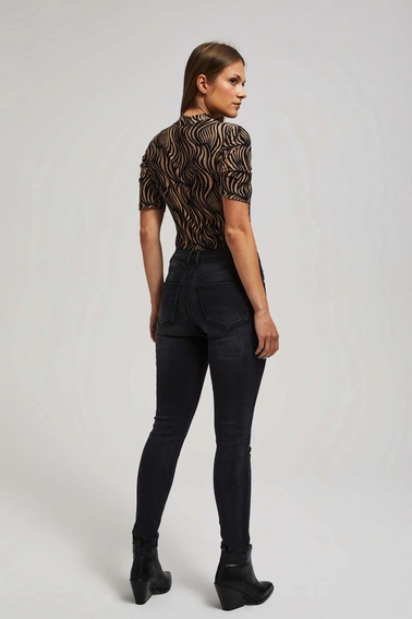 Jeansy skinny z postrzępionymi nogawkami grafitowe