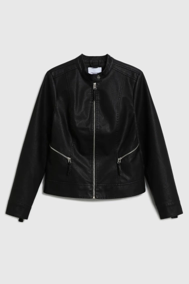 Kurtka z imitacji skóry czarna