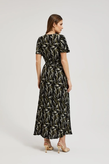 Wzorzysta sukienka midi czarna