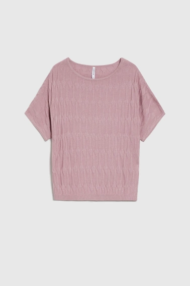 Sweter z krótkimi rękawami różowy