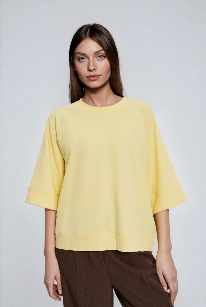 Bluza z krótkimi i szerokimi rękawami żółta