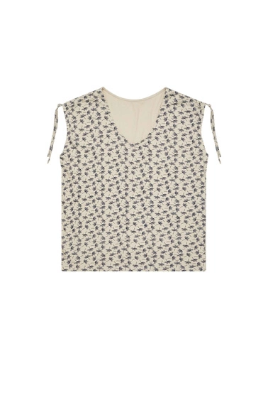 Bawełniany t-shirt z regulowanymi rękawkami piaskowy