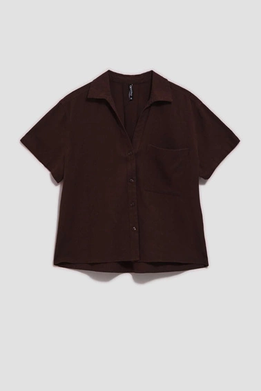 Lniana koszula ciemnobrązowa
