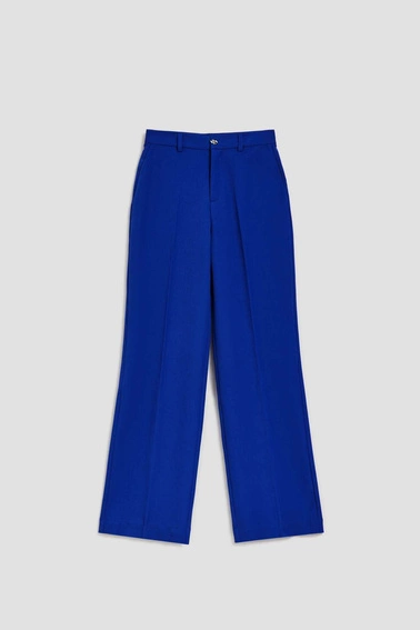 Spodnie w kant z szerokimi nogawkami niebieskie