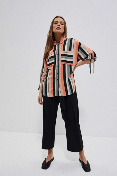 Wzorzysta koszula z wiskozy piaskowa