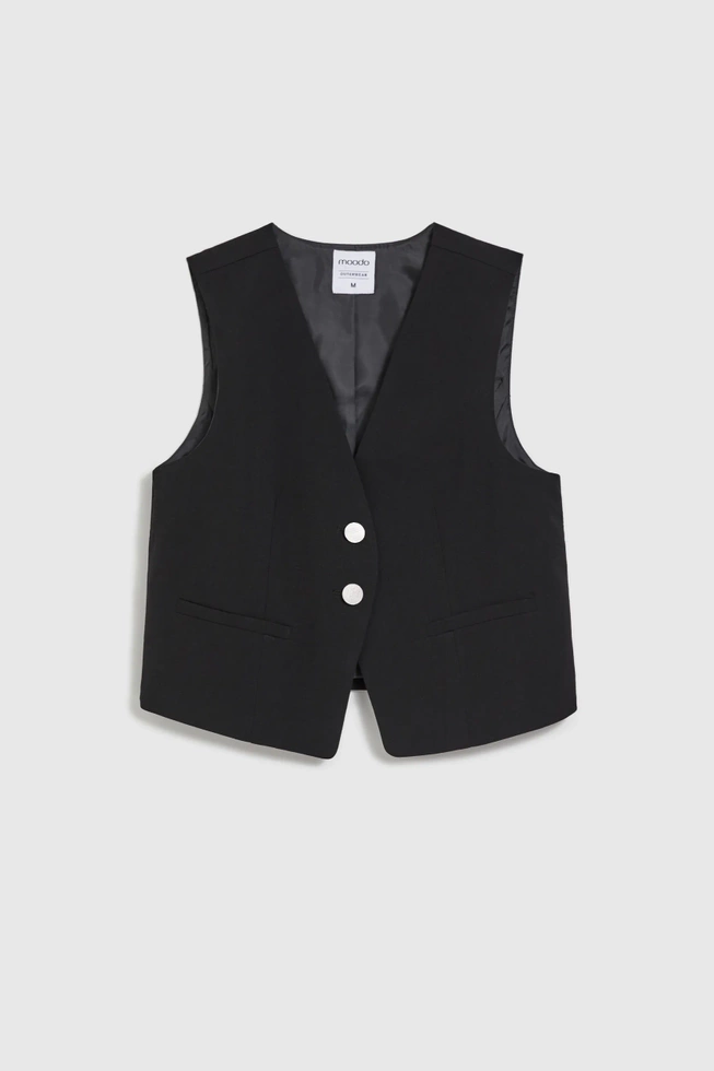 Elegancka kamizelka z ozdobnymi guzikami czarna