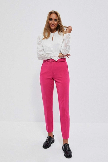 Spodnie cygaretki z paskiem różowe