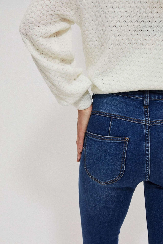 Jeansy skinny ze średnim stanem ciemnoniebieskie