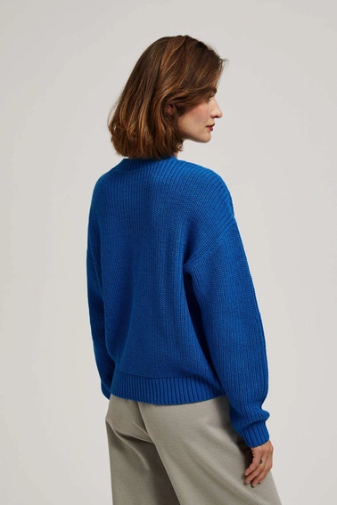 Sweter z okrągłym dekoltem lazurowy