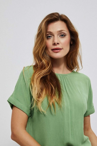 Bluzka koszulowa z wiskozy malahitowa