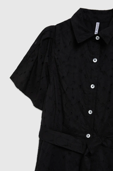 Rozkloszowana sukienka z guzikami czarna